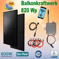 PVE Balkonkraftwerk Komplettpaket Photovoltaikanlage Set 820 Wp / 600 W Modul Black